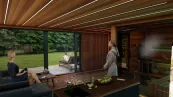 Saunahaus Design Holz Sichtschutz