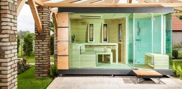 Wellness Garten Saunahaus mit Dusche