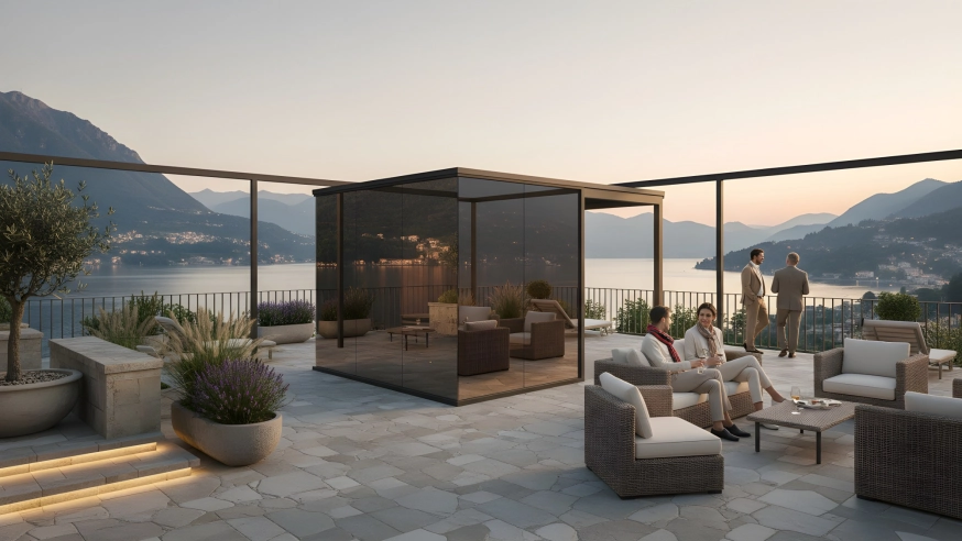 premium spiegelglass sauna