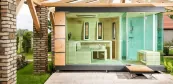 Wellness Garten Saunahaus mit Dusche Wellness Garten Saunahaus mit Dusche