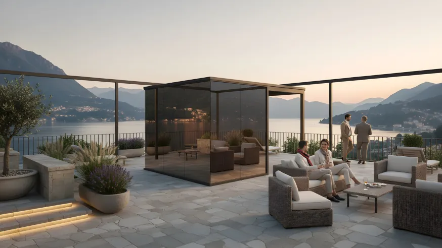 premium spiegelglass sauna