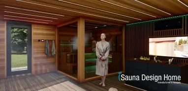 Saunahaus mit Küchinsel, und Dusche