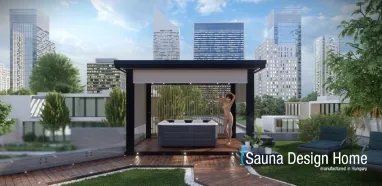 Pergola mit zipSCREEN-Schirm in schwarzem Engel