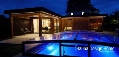Wellnesshaus bei Abendbeleuchtung Wellnesshaus bei Abendbeleuchtung