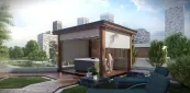 Pergola handgefertigt in natürlicher Farbe mit einzigartiger Designwand