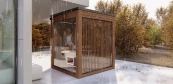 Modern Aussensauna mit Sichtschutz