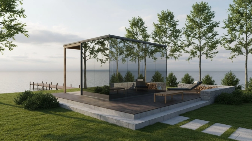 designer sauna im garten