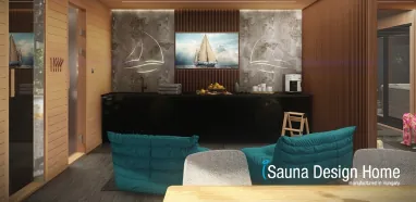 Saunahaus mit einzigartigen Massivholz-Wandverkleidung