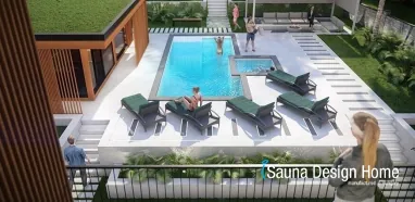 Individuelles Saunahaus und Pool