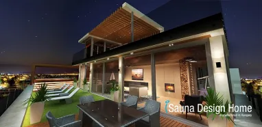 Sauna Wellness Garten, Gartensauna auf Dachterrasse