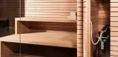 Finnische Aussensauna mit verstecktem Ofen, Minimal Sauna Wien Finnische Aussensauna mit verstecktem Ofen, Minimal Sauna Wien