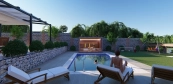 Wellness Garten mit Pool und Sauna