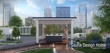 Pergola zipSCREEN mit Beschattung in weiß Villeroy &amp; Boch mit Whirlpool