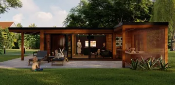 Saunahaus mit Terrasse - von Planung bis 