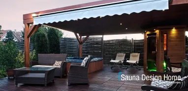 Saunahaus und Wellness-Bereich auf der Terrasse, Wiener Neustadt Saunahaus und Wellness-Bereich auf der Terrasse, Wiener Neustadt