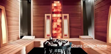 Moderne finnische Gartensauna mit Himalaya Salzziegel Moderne finnische Gartensauna mit Himalaya Salzziegel